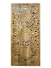 Triple Lotus Carved Lattice Wood Door Vintage Sliding Double Doors 80x36