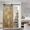 Triple Lotus Carved Lattice Wood Door Vintage Sliding Double Doors 80x36