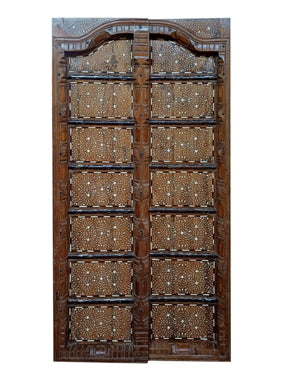 PRE ORDER Antique Indian Bone Inlay Door, Floral Vines Vintage Teak Door 77x51