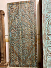 Carved Wood Sliding Barn Door Headboard Blue Lotus Garden Double Doors 96x42