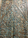 Carved Wood Sliding Barn Door Headboard Blue Lotus Garden Double Doors 96x42