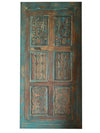 Vintage Blue Carved Sliding Barn Doors Rustic Farmhouse Barndoor 93x43.5