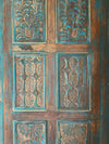 Vintage Blue Carved Sliding Barn Doors Rustic Farmhouse Barndoor 93x43.5