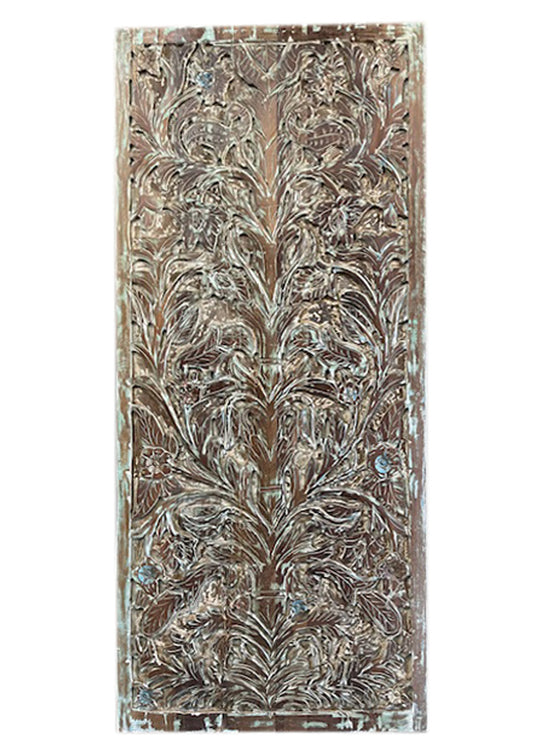 Tree Of Dreams Carved Wood Door Vintage Sliding Double Door, 80x36