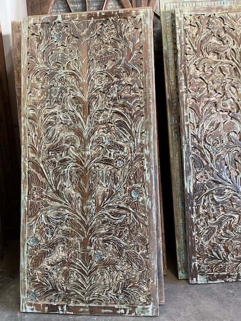 Tree Of Dreams Carved Wood Door Vintage Sliding Double Door, 80x36