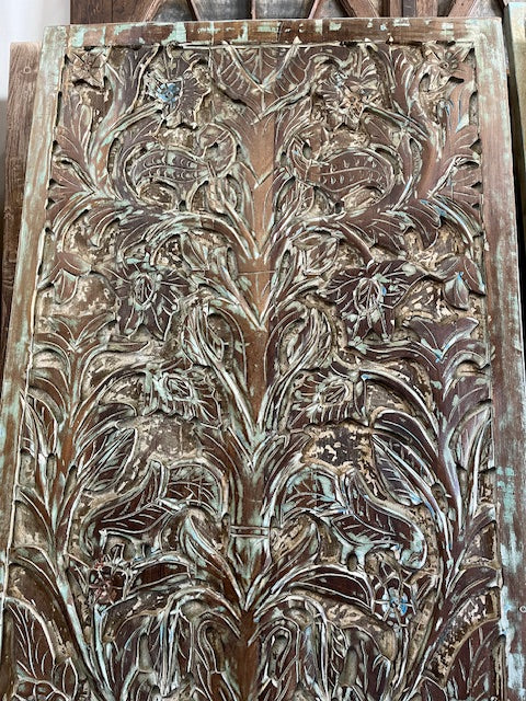 Tree Of Dreams Carved Wood Door Vintage Sliding Double Door, 80x36