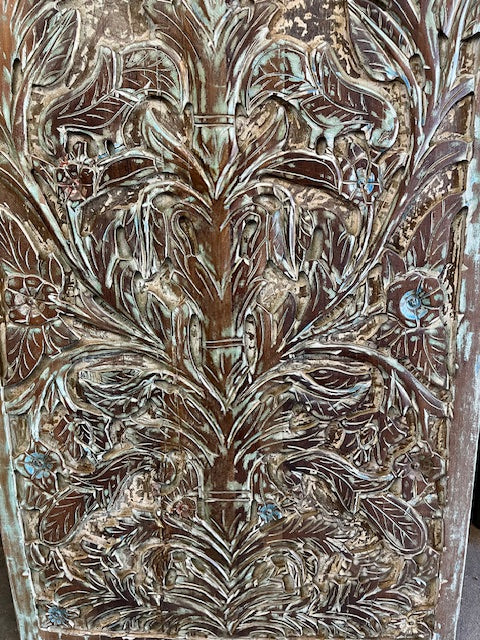 Tree Of Dreams Carved Wood Door Vintage Sliding Double Door, 80x36