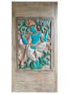 Hand Carved Krishna Sliding door, Wall Decor, Fluting Krishna Barn Door 78.5