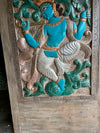 Hand Carved Krishna Sliding door, Wall Decor, Fluting Krishna Barn Door 78.5