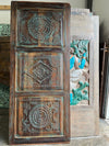 Lotus Carved Wood Door w/ Copper Nail Studs Sliding Barn Door 7'x3'