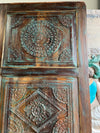 Lotus Carved Wood Door w/ Copper Nail Studs Sliding Barn Door 7'x3'