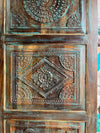 Lotus Carved Wood Door w/ Copper Nail Studs Sliding Barn Door 7'x3'