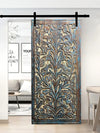 Floral Carved Wood Sliding Barndoor Bodhi Tree of Life Carved Door Wall Art 84x40