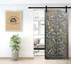 Floral Carved Wood Sliding Barndoor Bodhi Tree of Life Carved Door Wall Art 84x40