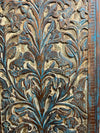 Floral Carved Wood Sliding Barndoor Bodhi Tree of Life Carved Door Wall Art 84x40