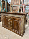 Antique Carved Sideboard TV Credenza With Drawers Buffet Brass Accents 65x41