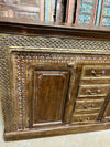 Antique Carved Sideboard TV Credenza With Drawers Buffet Brass Accents 65x41