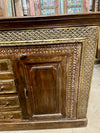 Antique Carved Sideboard TV Credenza With Drawers Buffet Brass Accents 65x41