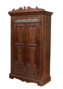  Antique Armoire Vintage Colonial Style Carved Cabinet 71x41