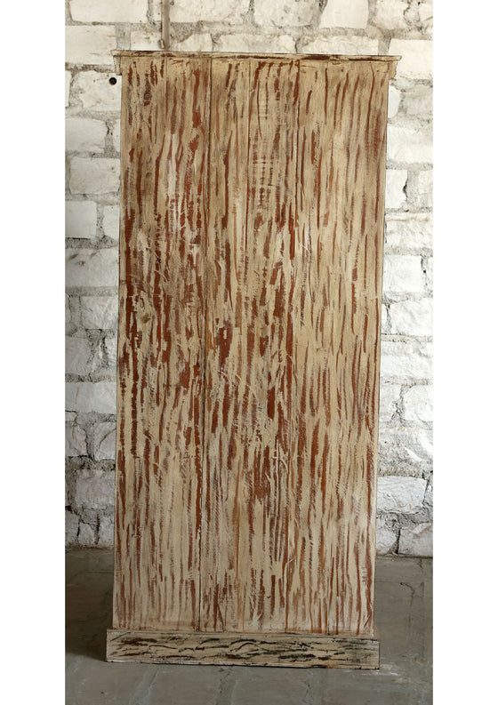 Antiqued Solid Wood Armoire Distressed Patina Rustic Wardrobe 81