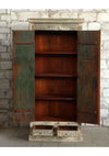 Antiqued Solid Wood Armoire Distressed Patina Rustic Wardrobe 81