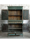 Antique Armoire Curio Cabinet Teal Blue 4 Doors Carved Wardrobe Armoire 81