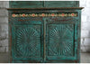 Antique Armoire Curio Cabinet Teal Blue 4 Doors Carved Wardrobe Armoire 81