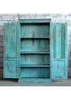 Antique Armoire Blue Floral Carved Farmhouse Cabinet Wardrobe 80