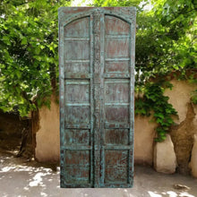  Antique Teak Doors from India Rustic Wood Blue Exterior Double Doors 81