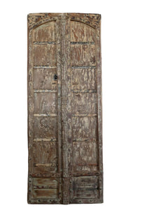  Antique Exterior Door Arched Rustic Teak White Distress Carved Door 81