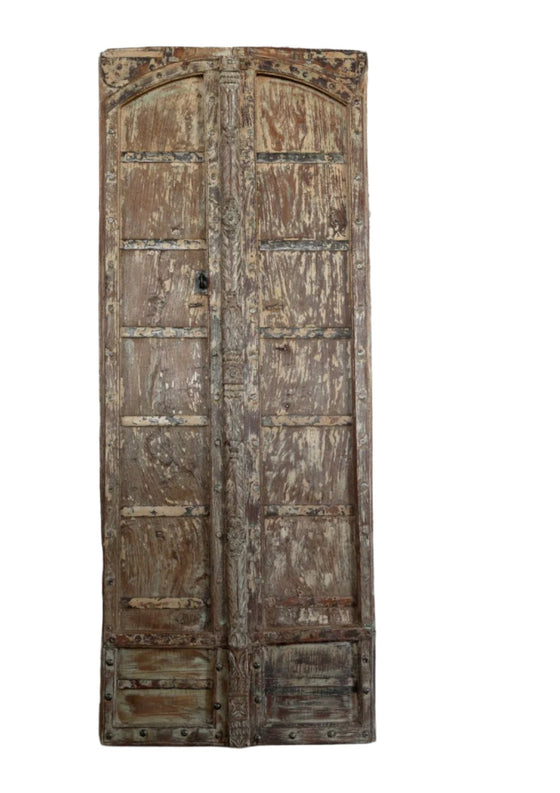 Antique Arched Door Rustic Teak Aged White Vintage Door Panels 81