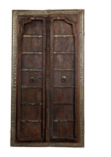  Antique India Carved Double Door with Frame Exterior Doors 81