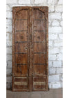 Rustic Brown Whitewash Antique Teak Wood Exterior Haveli Doors Heavy Old Doors 84