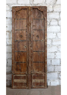  Rustic Brown Whitewash Antique Teak Wood Exterior Haveli Doors Heavy Old Doors 84