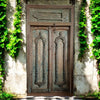 Medieval French Antique Teak Wood Exterior Haveli Doors Old Ornate Door 94.5