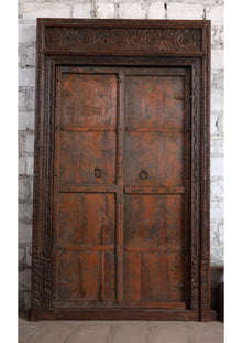  Antique Rustic Red Spanish Style Farmhouse Large Teak Doors 95