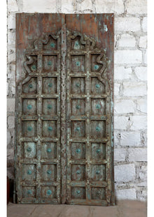  Vintage Rustic Blue Antique Doors Carved Wood Farmhouse Doors 81