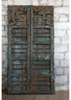 Distressed Blue Antique Indian Door Carved Double Door Spanish Doors 81