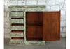 Vintage Sideboard Sunrays Carved Green Distressed Wood Credenza With Drawer 45