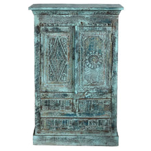  Vintage Blue Cabinet Floral Carved Entryway Accent Table 49