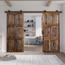  Sliding Barn Door Rustic Reclaimed Carved Wood Double Doors 80x36