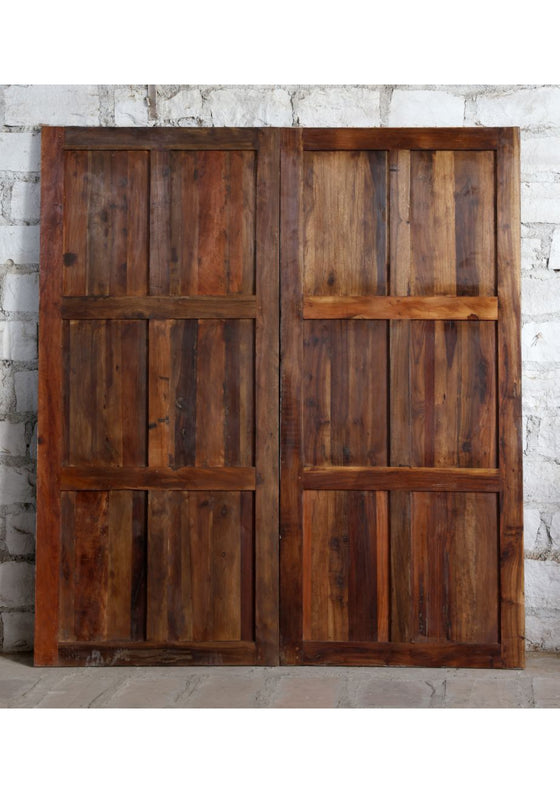 Sliding Barn Door Rustic Reclaimed Carved Wood Double Doors 80x36