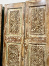 Vintage Carved Wood Double Doors Rustic Statement Sliding Barndoor 81x43