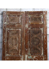 Vintage Carved Wood Double Doors Rustic Statement Sliding Barndoor 81x42