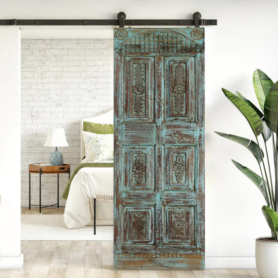 Antique Carved Door Single Sliding Pantry Door Mexican Style Interior Door 80x25