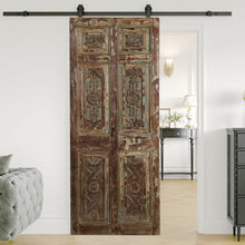  Vintage Carved Wood Door Whitewash Floral Statement Sliding Barndoor French Style 80x33