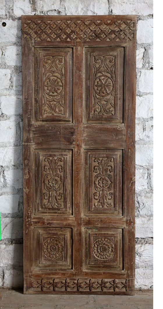 Antique Floral Carved Door Sliding Pantry Door Mexican Style Interior Door 80x32