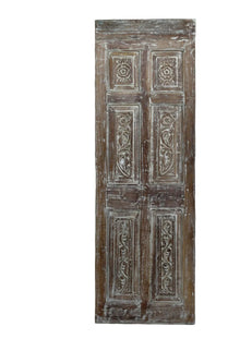  Vintage Carved Single Door Whitewash Teak Wood Spanish Barndoor Interior Door 80x26