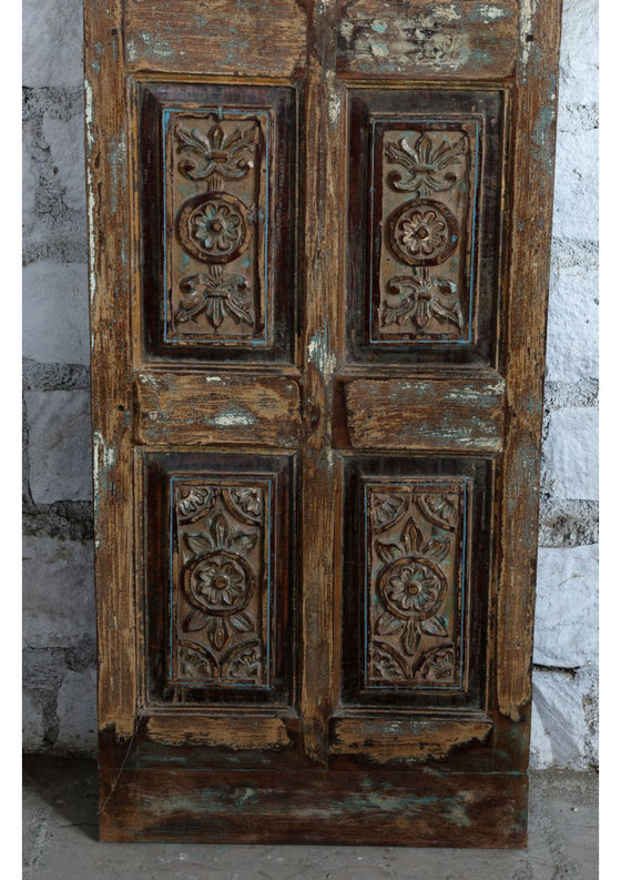 Antique Floral Carved Door Single Sliding Pantry Door Mexican Style Interior Door 80x22