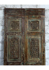 Antique Carved Door Blue Hues Wood Double Doors Floral Carved Sliding Barn Door 80x36